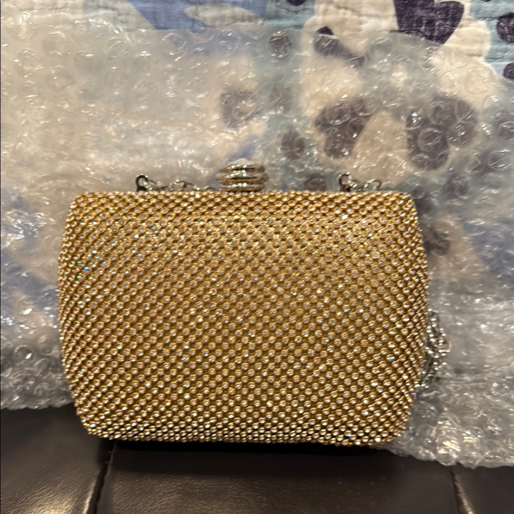 VENUS Gold Rhinestone Clutch Elegant Evening Bag, 🆕
